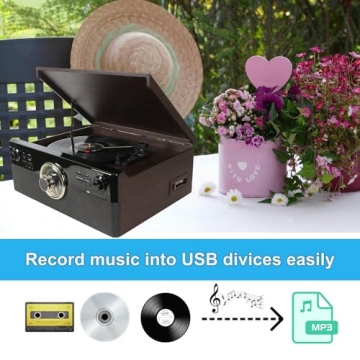 10 in 1 Bluetooth Record Player with Vintage Design
