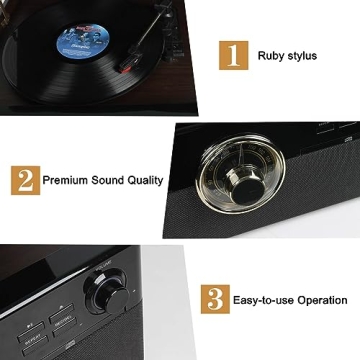 10 in 1 Bluetooth Record Player with Vintage Design