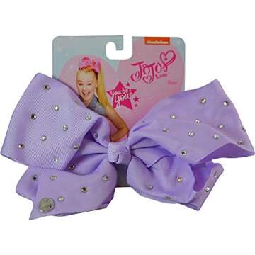JoJo Girls Siwa Signature Collection Lavender w/Rhinestones Hair Bow - Bold & Stylish!