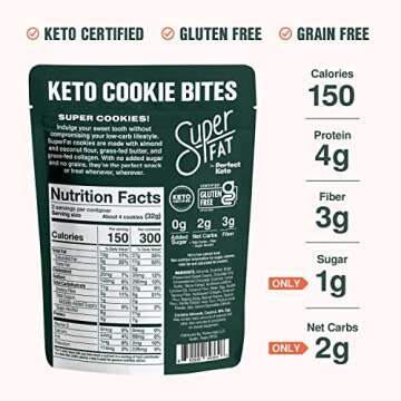 SuperFat Cookies Keto Snack Low Carb Food Cookies- Chocolate Chip 3 Pack - Gluten Free Dessert Sweets with No Sugar Added for Paleo Healthy Diabetic Diets