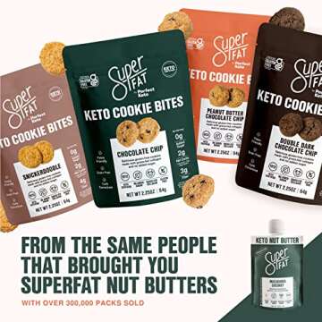 SuperFat Cookies Keto Snack Low Carb Food Cookies- Chocolate Chip 3 Pack - Gluten Free Dessert Sweets with No Sugar Added for Paleo Healthy Diabetic Diets