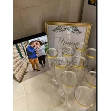 Oojami 30-Pack Gold Rim Plastic Champagne Flutes