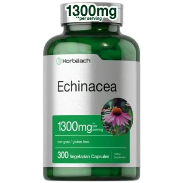 Horbäach Echinacea Extract Capsules 1300mg | 300 Count | Vegan, Non-GMO, Gluten Free Supplement