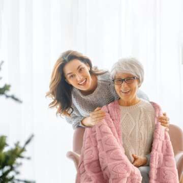 MACEVIA Valentines Day Throw Blanket for Women with Heart, Love Blanket Heart Blanket for Her Wife Girlfriend Mom Super Soft & Warm Fuzzy Fleece Blanket for Couch Sofa Bed 280gsm (Pink,50"x60")