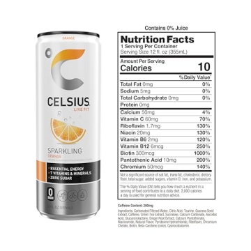 CELSIUS Sparkling Orange Functional Energy Drink 12 Fl Oz