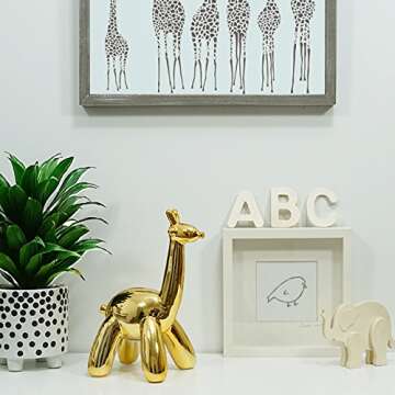 Made By Humans Balloon Giraffe Money Bank, Cool and Unique Ceramic Piggy Bank with High-Gloss Finish, Gold