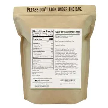 Anthony’s Premium Nutritional Yeast Flakes - 10 oz Non-Fortified Gluten-Free Vegan Protein