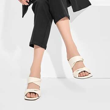 SelenePair Women's Square Open Toe High Heeled Sandals Fashion Stiletto Heel Pumps Backless Peep Toe...