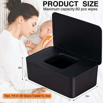 Baby Wipes Dispenser, Wipe Holder for Baby & Adult,Keeps Wet Tissue Fresh, Non-Slip Wipes Case, Flus...