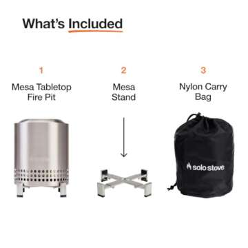 Solo Stove Mesa XL, 7 Inch Tabletop Fire Pit with Stand - Smokeless, Stainless Steel Fire Pit for Camping, Outdoor & Patio- Wood Burning or Pellet Fueled Portable Bonfire, 2.3lbs, Water