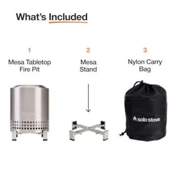 Solo Stove Mesa XL, 7 Inch Tabletop Fire Pit with Stand - Smokeless, Stainless Steel Fire Pit for Camping, Outdoor & Patio- Wood Burning or Pellet Fueled Portable Bonfire, 2.3lbs, Water