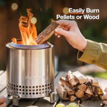 Solo Stove Mesa XL, 7 Inch Tabletop Fire Pit with Stand - Smokeless, Stainless Steel Fire Pit for Camping, Outdoor & Patio- Wood Burning or Pellet Fueled Portable Bonfire, 2.3lbs, Water