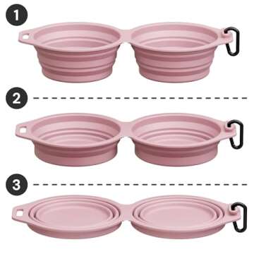 Pup Culture Dual Collapsible Dog Bowls | Silicone Travel Water Bowl for Dogs | Food Grade, No Plastic Rim, Portable Dog Bowl for Food and Water - Easy to Clean | BPA Free and Safe for Your Pup-Pink