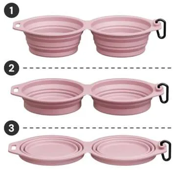 Pup Culture Dual Collapsible Dog Bowls | Silicone Travel Water Bowl for Dogs | Food Grade, No Plastic Rim, Portable Dog Bowl for Food and Water - Easy to Clean | BPA Free and Safe for Your Pup-Pink