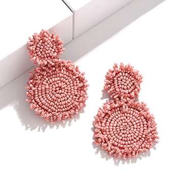 Chic Double Round Disk Seed Bead Earrings for Women