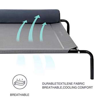 Love's cabin Bolster Elevated Dog Bed, 49in Pet Dog Beds for Extra Large Medium Small Dogs - Portable Dog Cot for Camping or Beach, Durable Fall Frame Raised Dog Bed with Breathable & Removable Mesh