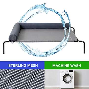 Love's cabin Bolster Elevated Dog Bed, 49in Pet Dog Beds for Extra Large Medium Small Dogs - Portable Dog Cot for Camping or Beach, Durable Fall Frame Raised Dog Bed with Breathable & Removable Mesh