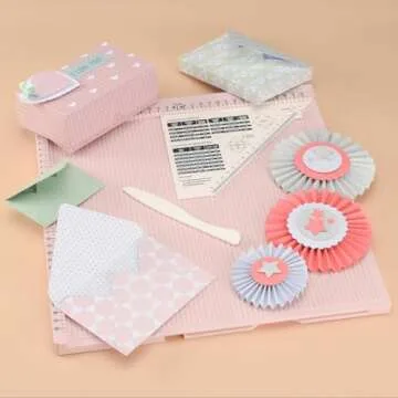 Vaessen Creative Scoring Board CM with Bone Folder and Guide for Card Making and Paper Crafts, Pink, 30,5 x 30,5 cm