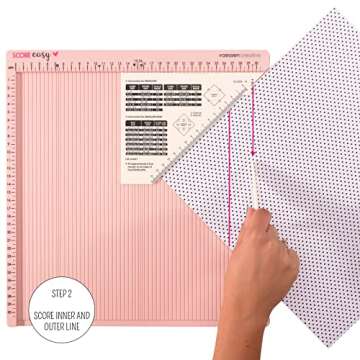 Vaessen Creative Scoring Board CM with Bone Folder and Guide for Card Making and Paper Crafts, Pink, 30,5 x 30,5 cm
