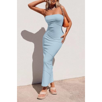 Trendy PRETTYGARDEN Ribbed Maxi Bodycon Dress
