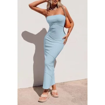 Trendy PRETTYGARDEN Ribbed Maxi Bodycon Dress