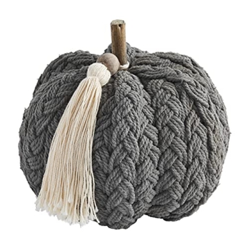 Charming Mud Pie Gray Braided Rope Pumpkin Sitter