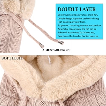 Women Winter Fleece Balaclava Beanie Hat Scarf Set