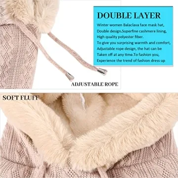 Women Winter Fleece Balaclava Beanie Hat Scarf Set