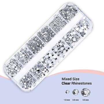 5 Boxes Nail Art Rhinestones 51 Styles Colored Round & Multi-shape Nail Gems Nail Design Kit Accessories Nail Glitter Crystals Jewels Diamonds for Nail Decoration, Make-up, DIY, Clothing, Phone Decor