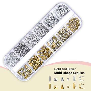 5 Boxes Nail Art Rhinestones 51 Styles Colored Round & Multi-shape Nail Gems Nail Design Kit Accessories Nail Glitter Crystals Jewels Diamonds for Nail Decoration, Make-up, DIY, Clothing, Phone Decor