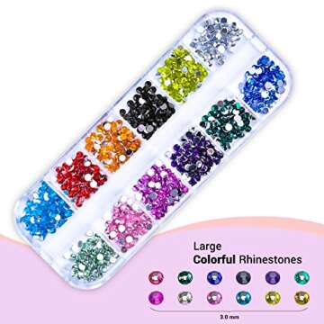 5 Boxes Nail Art Rhinestones 51 Styles Colored Round & Multi-shape Nail Gems Nail Design Kit Accessories Nail Glitter Crystals Jewels Diamonds for Nail Decoration, Make-up, DIY, Clothing, Phone Decor