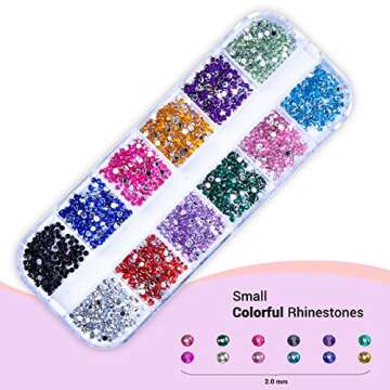 5 Boxes Nail Art Rhinestones 51 Styles Colored Round & Multi-shape Nail Gems Nail Design Kit Accessories Nail Glitter Crystals Jewels Diamonds for Nail Decoration, Make-up, DIY, Clothing, Phone Decor