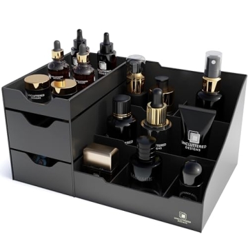 Uncluttered Designs Large Black Vanity Organizer - Stylish Men's Countertop Storage