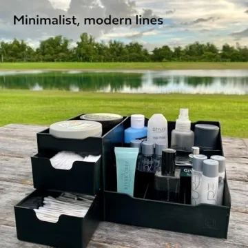 Large Black Vanity Organizer for Men - Stylish Storage Solution