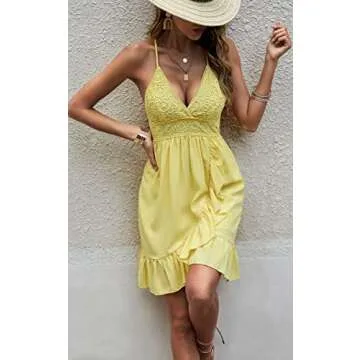Chic ECOWISH Boho Summer Dress With Lace Details