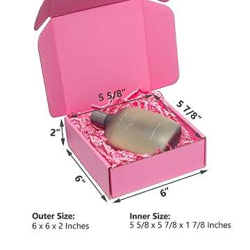 Timirog Small Shipping Boxes 6x6x2 Inches 25 Pack Pink Corrugated Cardboard Mailing Box, Cute Tab Lo...