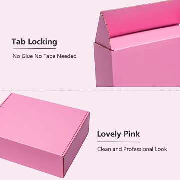 Timirog Small Shipping Boxes 6x6x2 Inches 25 Pack Pink Corrugated Cardboard Mailing Box, Cute Tab Locking Literature Mailer for Packing Jewelry Ornament Gift Craft Packaging Supplier