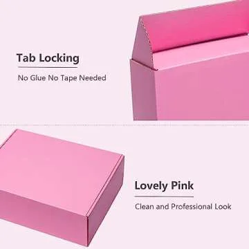 Timirog Small Shipping Boxes 6x6x2 Inches 25 Pack Pink Corrugated Cardboard Mailing Box, Cute Tab Locking Literature Mailer for Packing Jewelry Ornament Gift Craft Packaging Supplier