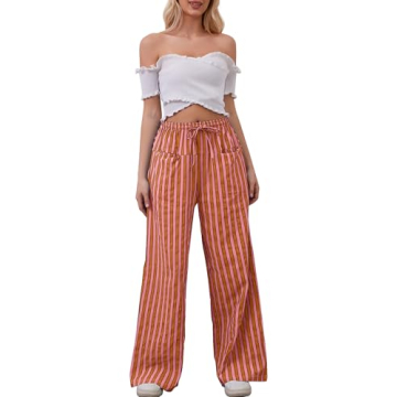 Comfortable AIHUKOCY Women Wide Leg Trousers for Casual Wear