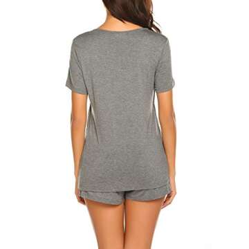 Ekouaer Nursing Pajamas Short Set Pregnancy Pajamas for Women Breastfeeding Postpartum Sleepwear Plus Size Dark Grey XL