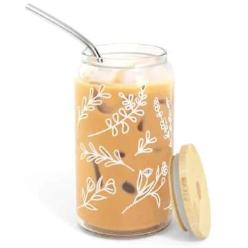 Eco-Friendly Iced Coffee Mason Jar Cups Set - 16 oz Tumblers