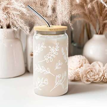 Eco-Friendly Iced Coffee Mason Jar Cups Set - 16 oz Tumblers