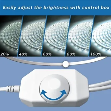 Phopollo 50ft Dimmable LED Strip Lights 6500K Daylight White