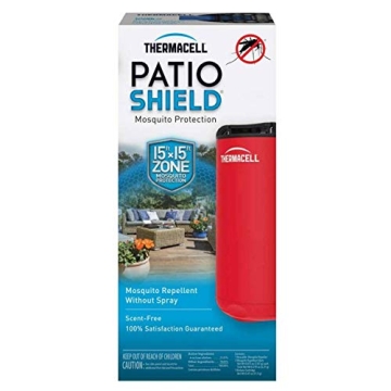 Thermacell Patio Shield Mosquito Repeller, Red; Highly Effective Mosquito Repellent for Patio; No Candles or Flames, DEET-Free, Scent-Free, Bug Spray Alternative; Includes 12-Hour Refill