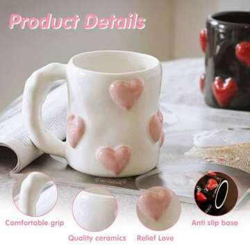 3D Heart Coffee Mug Perfect for Couples and Gifts