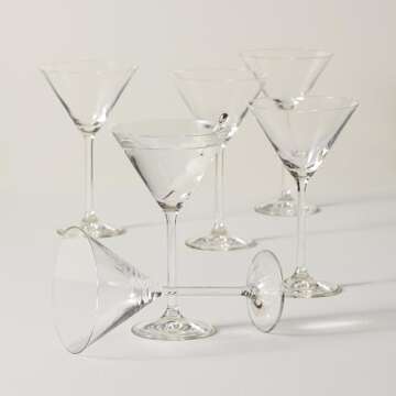 Lenox Set of 6 Tuscany Classics Martini Glass Set, 6 Count (Pack of 1), Clear