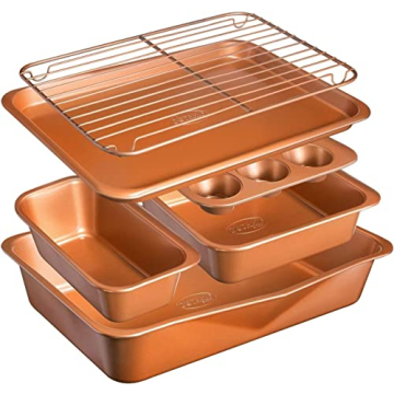 Gotham Steel 6 Pc Stackable Bakeware Set/Baking Pans Set Nonstick with Oven Pans + Baking Sheet Set ...