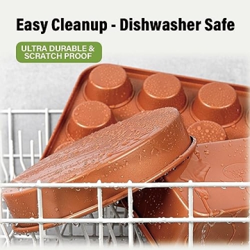 Gotham Steel 6 Pc Stackable Bakeware Set/Baking Pans Set Nonstick with Oven Pans + Baking Sheet Set and Wire Rack, Complete Baking Set for Kitchen, Oven/Dishwasher Safe, 100% Non Toxic…