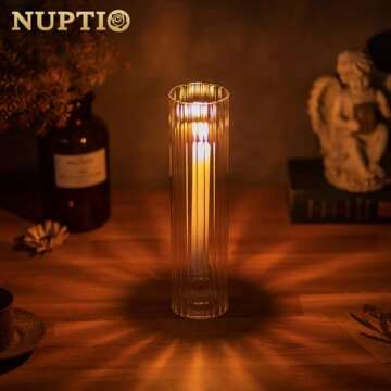 NUPTIO Hurricane Candle Holder for Wedding: 2.5 x 12 inches Ribbed Glass Shade for Candlestick - Bulk Decorative Bottomless Cylinder Taper Candle Cover for Outdoor Table Centerpiece