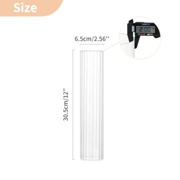 NUPTIO Hurricane Candle Holder for Wedding: 2.5 x 12 inches Ribbed Glass Shade for Candlestick - Bulk Decorative Bottomless Cylinder Taper Candle Cover for Outdoor Table Centerpiece